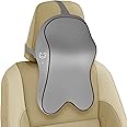 Grin Health Orthopedic Headrest Large Plus Cushion Neckrest Support Ergonomic Neck Pillow Car Neckrest Memory Foam Pillow – Car Headrest Cushion for Neck and Cervical Support (Grey)