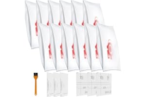 FISHONEY 12 Pack 3D Airclean FJM Dust Bags for Miele Vacuum Cleaner, Compact C1, Compact C2, Complete C1, S241, S290, S300i, S500, S700, S4, S6 Series, with 4 Motor Protection Filters, 4 AirClean Filter