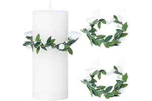 WWISTOA Pack of 2 Drip Protection Communion Candles, Candle Rings Small Artificial Wreaths Drip Catcher for Candles, 4-5 cm Diameter Decorative Wreaths Decorative Candle Wreaths for Communion Christening