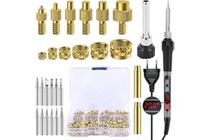 QLOUNI Set di 151 Inserto Filettato Punte Saldatura,100W Temperatura Regolabile Display LED,138 Inserto Filettato per Stampante 3D,12PCS Punte Saldatura,Compatibile con Accessori per Stampanti 3D
