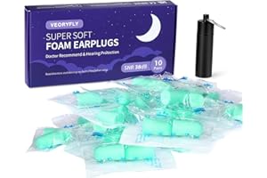 VeoryFly Ear Plugs for Sleep, NEW Soft Foam Ear plugs-10 Pairs Reusable Noise Cancelling Ear Plugs with a Travel Case, 38dB SNR Noise Reduction Earplugs for Deep Sleeping, Snoring, Concert, Study,Work