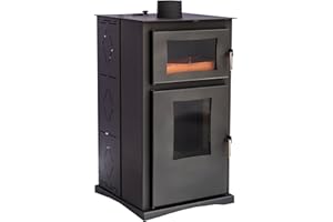 JOIMA - Estufa de Pellets con Horno sin Electricidad modelo Vitta Nature 8 kW. Funciona sin conexión a la red Eléctrica