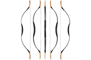wolfman Arc Traditionnel Arc Classique Longbow Sport Arc Tir à l'arc Arc de Chasse Arc Bois Fait Main Arc Mongol Asiatique Arc à Cheval pour Adultes Adolescent Débutant Main Gauche Droite