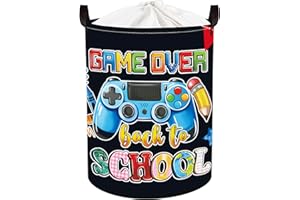 Clastyle Gamer Laundry Hamper Collapsible Clothes Kids Storage Basket Waterproof Boy Toy Box for Nursery Room,School Black,36 * 45 cm