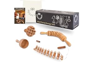 REGALURES kit de maderoterapia abdomen corporal - 4 masajeadores - abdomen profesional - copa sueca maderoterapia - rodillo - cinturon masaje - champiñon maderoterapia - masajes linfatico con madera