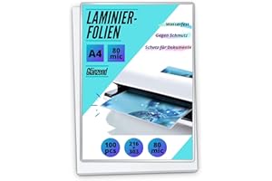 MK MARC KINDERMANN 100 PREMIUM Laminierfolien A4-2 x 80 Mic - glänzend - FÜR PERFEKTE LAMINIERERGEBNISSE