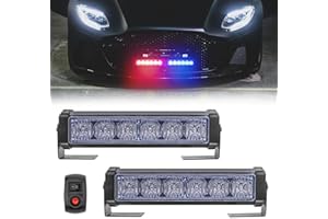 Biqing [2 in 1] Feux Stroboscopiques de Véhicule D'urgence Lumière Bleu Rouge 9 Modes,Universal 18W LED Feux de Pénétration Lumière Stroboscopique Flash LED 12V avec Bouton Interrupteur