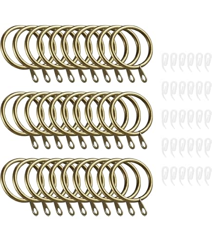 Merriway Gardinenringe Aus Metall, Vermessingt – 24 Stück, Innendurchmesser 16 Mm, Weiß