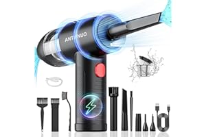 ‎ANTIFNUO 2 in 1 Druckluftspray Staubgebläse und Staubsauger, 3-Gang Elektrisches Staubgebläse,91000 U/min Compressed Air Duster mit 6000mAh Akku und USB Schnellladung für Laptop,Tastatur, Sofa, Auto