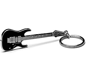 GIFTICUFFS Elektrische Gitarre Silber und Schwarz Metall Schlüsselanhänger Ibanez Modell