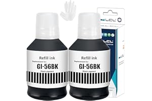 LCL Compatible Ink Bottle GI-56 GI-56BK Replacement for Canon MAXIFY GX7050 GX6050 GX5050 GX4050 GX3050 Printers (2PK Black 170ml)