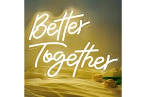 BRINGLUCK2U Better Together Neon Sign Warm White Led Neon Light Sign for Wall Decor Letters Neon Light for Bedroom Wedding Party Anniversary Birthday Engagement Christmas Party Decor with USB