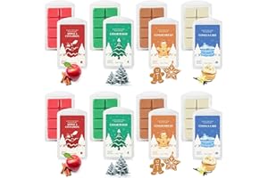 Scent-Hi Duftwachswürfe, Weihnachtlich Duftwachs, Wachswürfel, Wachstörtchen, Natürliches Soja - Stark Duftend, Heimdekoration, Zedernholz, Apfel-Zimt, Lebkuchen, Vanillekuchen, 8 Düfte