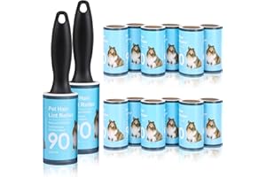 jiehu Lot de 14 Rouleau à Peluches Brosse Adhesive 14 Rouleaux de 90 Feuilles adhésives en Diagonale,Adhesif Vetement Brosse Collante Rouleau Collant Anti Poils pour Vetements de adhesifs Poils