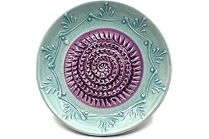 Kaladia - Ceramiczny talerz do tarcia/strug ceramiczny - idealny do imbiru, parmezanu itp. - Motyw: turkusowy/fioletowy - średnica: 12 cm - ręcznie robiony i malowany - Made in Spain