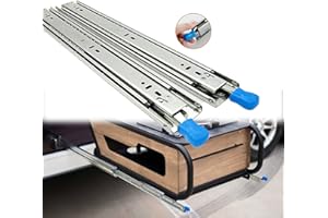 HRXQ Guide Scorrevoli per Ripiani Bloccabili da 250 Mm A 1800 Mm, Guide per Cassetti Scorrevoli con Serratura, capacità di Carico 120 kg, Guide Cassetti Estrazione Totale Laterale A 3 Sezioni, 1 Paio