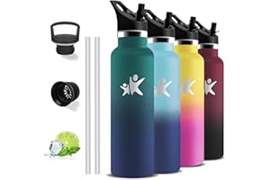 GRSTA Borraccia Termica, Borraccia 1 litro, Senza BPA, Borracce con Cannuccia, Senza Perdite, Borraccie Acciaio Inox, Borracce Termiche, Acciaio Inossidabile 18/8, per Campeggio, Fitness, Viaggio, Yoga