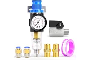 TAILONZ PNEUMATIC Kit de filtre régulateur de pression AFR2000 1/4 pouce BSP（0 à 1 MPA）5 Micron Brass Element Air Tool Compressor Filter with Gauge