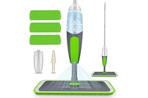 ILAVCOOL Lavapavimenti a Spruzzo, Spray Mop Lavapavimenti Pavimenti con Un Flacone Spray Riutilizzabile e 3 Tamponi di Ricambio, Mop Piatto per Cucina, Legno Duro, Laminato, Legno, Ceramica, 550 ml