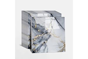 AMOYUN 10 Sheets Marble Tile Stickers, Stick on Tiles Peel and Stick Backsplash PVC Waterproof Oilproof Self Adhesive 30x30cm for Kitchen Bathroom Home Decor DIY