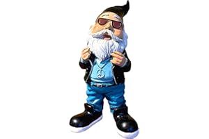 ‎SEWAS SEWAS Garden Gnome Rocker with Peace Chain Hand Painted Weatherproof Resin Indoor Outdoor Garden Ornament Ornament