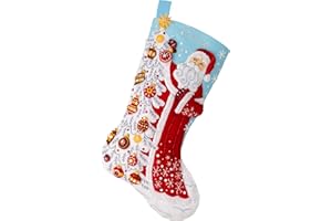 Bucilla, Snowy St. Nick, applique in feltro da 45,7 cm, kit per la creazione di calze di Natale, perfetto per feste fai da te e artigianato, 89685E