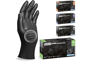 ARNOMED 50x PROGRIP Guantes nitrilo talla M Negro [Con doble grosor y textura diamante], Guantes desechables de nitrilo para taller, industria y montaje, Luvas nitrilo descartaveis