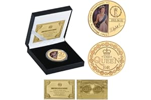 ZKPNV Monete Commemorative Moneta Ricordo d'oro della Regina Elisabetta II Originale con Confezione Regalo Monete della Famiglia Reale Medaglia da Collezione
