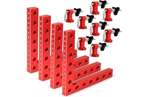 XUEMUO Abrazadera de 90 Grados, Abrazadera de Gabinete, Herramienta Cuadrada de áNgulo Recto de AleacióN de Aluminio de 14 X 14 Cm, Abrazaderas de Esquina Para Herramientas de Carpintería (Red 4 Pack)