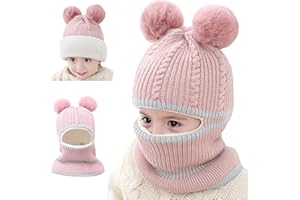 crazy bean Gorros para Niño Niña Bebé Invierno Gorros Y Bufandas Máscaras Bebe 3 En 1 para Mantener El Calor Gorro De Punto Acolchado para Niños De 2-8 Años