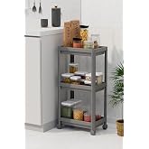 3 Katlı Tekerlekli Raf &Uuml;nitesi - Banyo & Mutfak Organizer - &Ccedil;ok Ama&ccedil;lı Servis Sehpası - Dar Alanlar İ&ccedil;in Pratik Saklama &Ccedil;&ouml;z&uuml;m