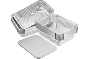 BESTonZON 20PCS Große Hochleistungs Aluschalen Grillschalen mit Brett-Deckeln für das Kochen, Rösten, Backend - 26 X 19 X 6.3CM