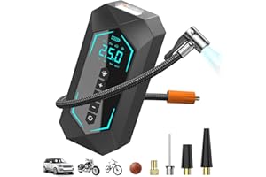 EVARY 6000mAh Compresor Aire Portatil Coche,150PSI Inflador Ruedas Coche,12V DC Bomba de Aire Coche,Hinchador Ruedas Coche con luz LED,Inflador Electrico para Coches,Bicicletas,Moto,Pelotas