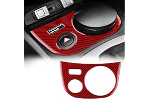 KUNGKIC Para Seat Leon 2005 – 2012 Fibra de Carbono Coche Soporte de Vaso Luz de Advertencia Marco Portavasos Decorativo Interior Pegatinas Accesorios, Regalo (Rojo)
