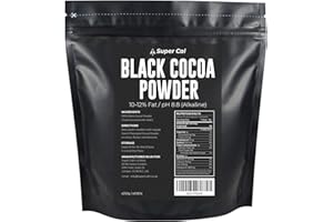Black Cocoa Powder for Baking - 250g Pouch | Intense Deep Black Dutch Processed Unsweetened Cocoa Powder | pH 8.8 (Zero Bitterness) with 10-12% Fat | Super Cal