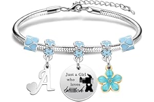 Poaemki Funny Initial Stitch Bracelet for Women Girls, Cute Letter A-Z Reminder Bracelet Just a Girl Who Loves Stitch BFF Gift for Friend Sister Daughter