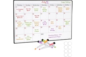 HILYFE Monthly Planner Whiteboard A3- Magnetic Fridge Calendar for Cupboard & Wall with 4 Dry Erase Markers - Meal Planning Memo Board - Task Planning and Event Reminder Notice Board