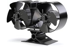 CRSURE Upgrade 8 Blades Stove Fan,Log Burner Fan Heat Powered Fire Fans for Wood Burners Fireplace, Eco Friendly & Increased Efficient with Stove Thermometer for Large Room