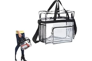 Borsa trasparente HUATEEN 10 cm x 10 cm x 2 cm, 8 liters, Nylon, Nero, Tinta unita, Cerniera, manico superiore, Casual, per viaggio, casa