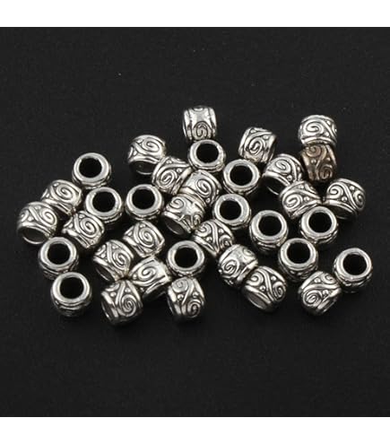 SOFPLATE 1 doos met 100 stuks zilveren legering spacerkralen met groot gat, Tibetaanse retro ronde kralen voor het maken van sieraden, Europese