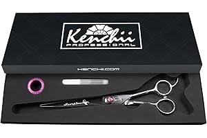 Kenchii Scorpion Straight Scissors - Professional Pet Grooming Shears | Razor-Sharp Blades for Precise Cutting | Ergonomic Handle Design | Ideal for Dogs and Cats, 8 Inch
