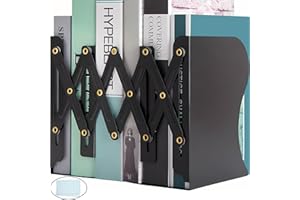 Mgood Buchstütze Einstellbar Buchstützen Metall Bücherstütze Hochbelastbar Bücherhalter für Regal Decorative Bücherstützen Bücher Halter Langlebig Buchständer Regal für Zuhause Schule Büro, Schwarz