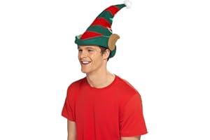 Smiffy's Smiffys Sombrero de elfo, Rojo y verde, con orejas Halloween