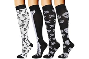 DRESHOW 4 Paar Kompressionsstrümpfe für Damen Herre Stützstrümpfe Kompressionssocken für Flug, Sport, Laufen, Radsport, Krankenschwester