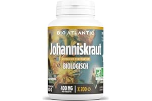 BIO ATLANTIC Bio Johanniskraut - St John's Wort - 400 mg - Hypericin - 200 Tabletten | Premium Naturprodukt & Rein pflanzlich