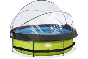 EXIT Toys Lime Pool mit Multifunktionale Abdeckung - ø300x76cm - Runder Rahmenpool mit Kartuschenfilterpumpe - Leicht Zugänglich - Starker Rahmen - Für Sauberes und Warmes Poolwasser - Grün