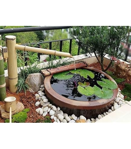 Bambus-Wasserspiel Wasserfall Brunnen Gartendekoration Teich Deko:  Amazon.de: Garten