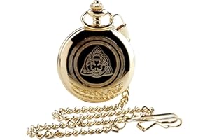 ERKIC TLV Irish Shamrock Pocket Watch 24kt Gold Coated Ireland Emblem Crest Crested Gift in Wooden Case