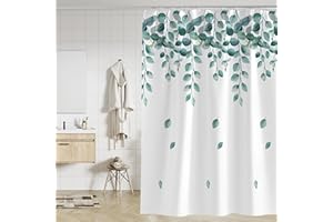 IEKSH White Shower Curtains,Bathroom Shower Curtains Mould Proof Resistant,12 Shower Curtain Hooks| Size 180x180 cm (71 x 71 Inch)| Water Repellant Fabric| 100% Polyester Wet Room Shower Curtain