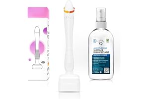 ZUNAX Adjustable 140 Pins Derma Stamp with 100ml Disinfectant Spray – 0MM-3MM Adjustable Pins for Men and Women – Versatile Use for Skin and Scalp Care – Easy to Use – Packaging May Vary